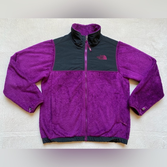 The NORTH FACE Girls' Osito Fleece Jacket, Purple & Black, Zipper Pockets, GUC - Picture 1 of 12